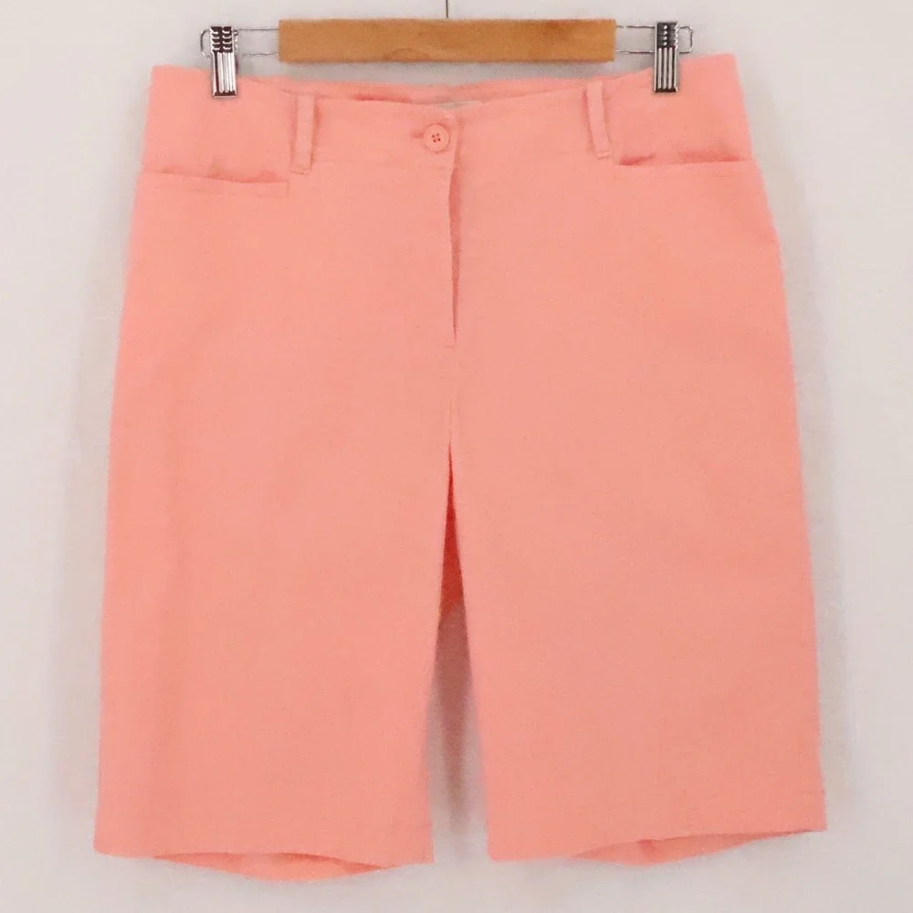 Talbots Bermuda Shorts Womens Size 8 Coral Stretch Cotton Preppy Coastal Modest